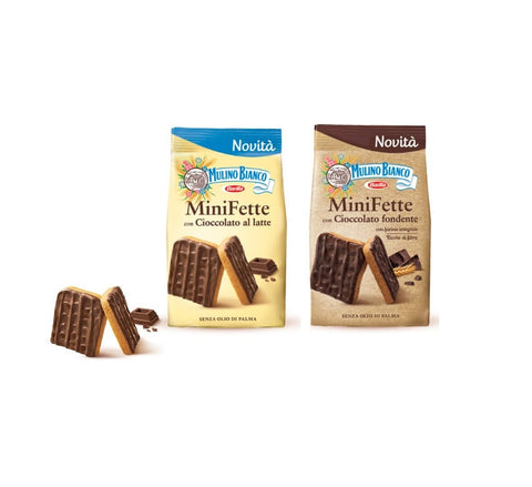 Test pack Mulino Bianco Mini Fette Slices Milk & Dark Chocolate 2x110g - Italian Gourmet UK