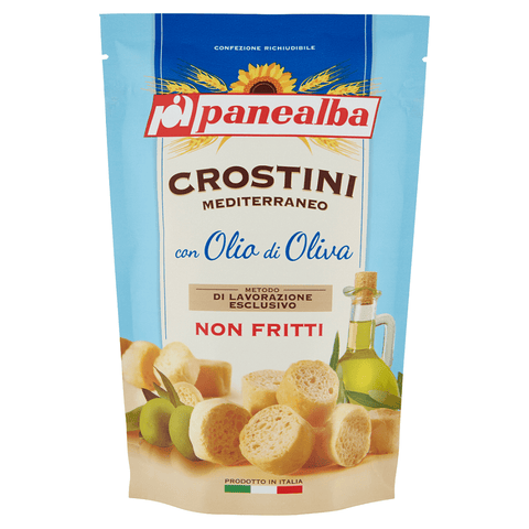 Panealba Crostini Mediterraneo con Olio di Oliva Croutons with Olive Oil 100g - Italian Gourmet UK