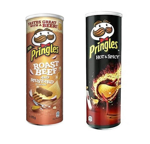 Test pack Pringles Roast Beef and Mustard & Hot&Spicy 6x160g - Italian Gourmet UK