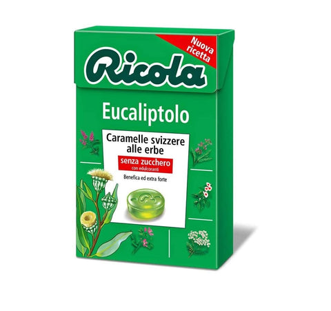 Ricola Eucaliptolo refreshing Eucalyptol and menthol candies box 50g - Italian Gourmet UK