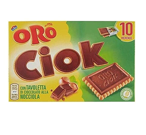 Saiwa Oro Ciok Nocciola Chocolate & Hazelnut Biscuits 250g - Italian Gourmet UK