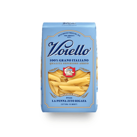 Voiello Pasta Voiello La Penna Zito Rigata n°155 Durum Wheat Semolina Pasta 100% Italian Wheat 500g Bronze Drawing