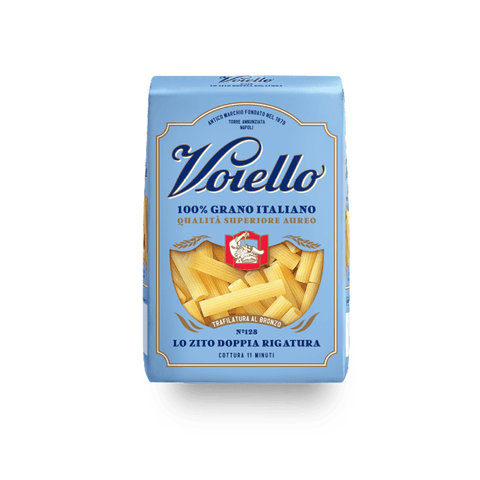 Voiello Pasta Voiello Lo Zito Doppia Rigatura n°128 Durum Wheat Semolina Pasta 100% Italian Wheat 500g Bronze Drawing